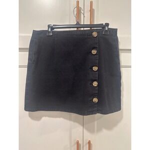 Day to Day Blu Pepper Black Denim Mini Skirt Button cottonCasual Women's Large